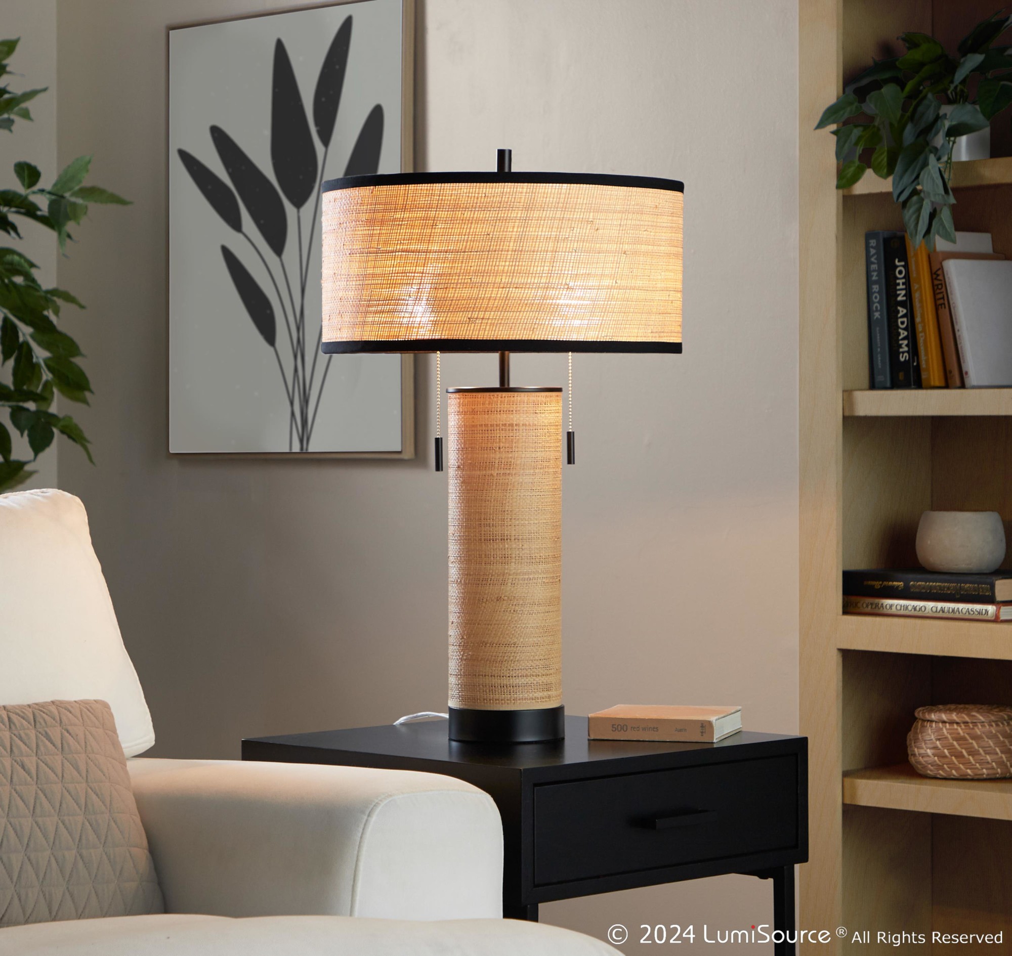 Cylinder Rattan 29" Table Lamp